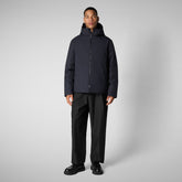 Man's animal free hooded jacket Barnaby in BLUE BLACK - Man bureau | Save The Duck