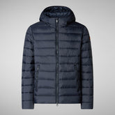 Men's animal free hooded Animal free Puffer jacket Hector in blue black | Save The Duck