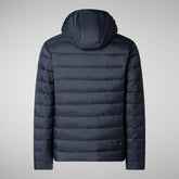 Men's animal free hooded Animal free Puffer jacket Hector in blue black | Save The Duck