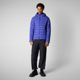 Men's animal free hooded Animal free Puffer jacket Hector in gentian blue - New In Man | Save The Duck