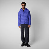 Men's animal free hooded Animal free Puffer jacket Hector in gentian blue - New In Man | Save The Duck