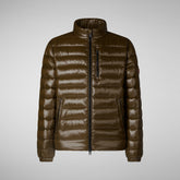 Man's animal free puffer jacket Holden in bark green | Save The Duck