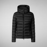 Women's Animal free Puffer Jacket Amelie with Detachable Hood in Black | Save The Duck