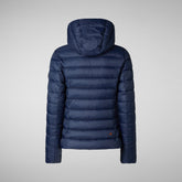 Women's Animal free Puffer Jacket Amelie with Detachable Hood in Navy Blue | Save The Duck