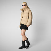 Women's animal free puffer jacket Keri in sturdust beige | Save The Duck