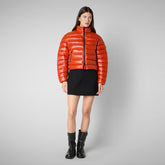 Woman's animal free puffer myra in maple orange - Fashion Woman | Save The Duck