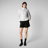 Woman's animal free puffer jacket Liana in fog grey | Save The Duck