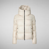 Woman's Biddy Hooded Puffer Jacket in Rainy Beige | Save The Duck