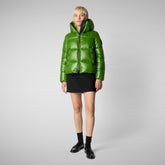 Woman's Biddy Hooded Puffer Jacket in Grass Green | Save The Duck