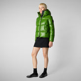 Woman's Biddy Hooded Puffer Jacket in Grass Green | Save The Duck