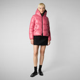 Women's Hooded Animal free Puffer Jacket Biddy in Bloom Pink - Valentine's Day Collection | Save The Duck