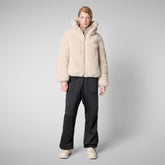 Woman's Faux Fur Jacket Kennie in Shore Beige | Save The Duck