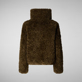 Women's Kennie Faux Fur Jacket in Bark Green | Save The Duck