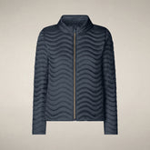 Women's animal free puffer jacket pearl in blue black - Animal-Free Puffer Jackets for Women | Save The Duck