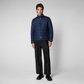 Men's animal free puffer jacket Alexander in Navy Blue | Save The Duck