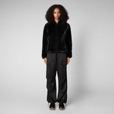Veste à capuche réversible Laila pour femme en noir - Collection Automne Hiver 2023 | Sauvez le canard