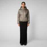 Women's Laila Reversible Hooded Jacket in Mud Grey | Save The Duck