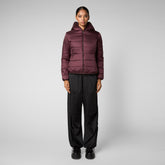 Women's Laila Reversible Hooded Jacket in Burgundy Black - All Save The Duck Products | Save The Duck