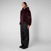 Women's Laila Reversible Hooded Jacket in Burgundy Black - FURY Collection | Save The Duck