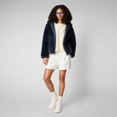 Women's Laila Reversible Hooded Jacket in Blue Black - Fall Winter 2023 Collection | Save The Duck