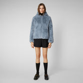 Women's Laila Reversible Hooded Jacket in Blue Fog - FURY Collection | Save The Duck