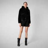 LAILA : VESTE FEMME SAVE THE DUCK en FURY en noir - Woman Faux Fur | Save The Duck