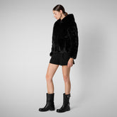 Women's jacket Laila in black - Faux Fur Coat for Women | Save The Duck