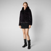 LAILA : VESTE FEMME SAVE THE DUCK en FURY en Marron Noir - Woman Faux Fur | Sauvez le canard