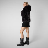 LAILA : VESTE FEMME SAVE THE DUCK en FURY en Marron Noir - Woman Faux Fur | Save The Duck