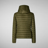 Women's Hooded Animal free Puffer Jacket Daisy in Dusty Olive | Save The Duck