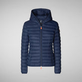 Women's Daisy Hooded Puffer Jacket in Navy Blue | Save The Duck