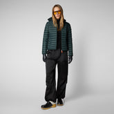 Women's Daisy Hooded Puffer Jacket in Green Black - Women's Classic Soul Guide | Save The Duck