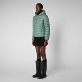 Women's Daisy Hooded Puffer Jacket in Seaweed Green - Women's Collection | Save The Duck