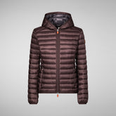 Women's Daisy Hooded Puffer Jacket in Burgundy Black | Save The Duck