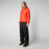 Women's Daisy Hooded Puffer Jacket in Poppy Red - Free Water Bottle Collection | Save The Duck