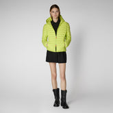 Women's Hooded Puffer Jacket Daisy in Lichen Green | Save The Duck