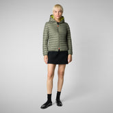 Women's Hooded Puffer Jacket Daisy in Swamp Green | Save The Duck