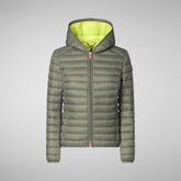 Women's Hooded Puffer Jacket Daisy in Swamp Green | Save The Duck