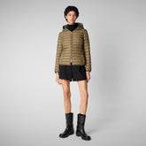 Women's Daisy Hooded Puffer Jacket in Husk Green | Save The Duck