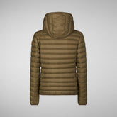 Women's Daisy Hooded Puffer Jacket in Husk Green | Save The Duck