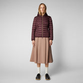 Women's Alexis Hooded Puffer Jacket in Burgundy Black - Women's Classic Soul Guide | Save The Duck