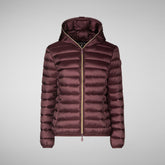 Women's Alexis Hooded Puffer Jacket in Burgundy Black | Save The Duck