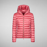 Women's Alexis Hooded Puffer Jacket in Burgundy Black | Save The Duck