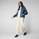 Women's Alexis Hooded Puffer Jacket in Navy Blue | Save The Duck