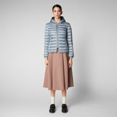 Women's Alexis Hooded Puffer Jacket in Blue Fog - Fall Winter 2023 Collection | Save The Duck