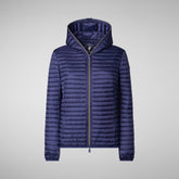 Women's Alexis Hooded Puffer Jacket in Dusty Blue | Save The Duck