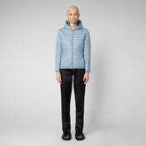Women's Alexis Hooded Puffer Jacket in Dusty Blue - All Save The Duck Products | Save The Duck