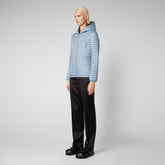 Women's Alexis Hooded Puffer Jacket in Dusty Blue - All Save The Duck Products | Save The Duck