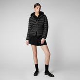 Woman's Alexis Hooded Puffer Jacket in Black | Save The Duck