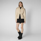 Woman's Alexis Hooded Puffer Jacket in Shore Beige - Women's Icons | Save The Duck